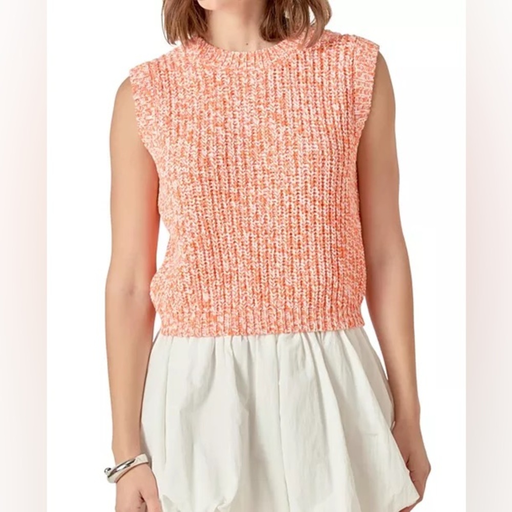Anthropologie English Factory Cotton Blend Sleeveless Ribbed Sweater Medium